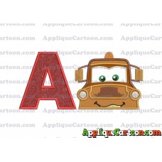 Tow Mater Applique 01 Embroidery Design With Alphabet A