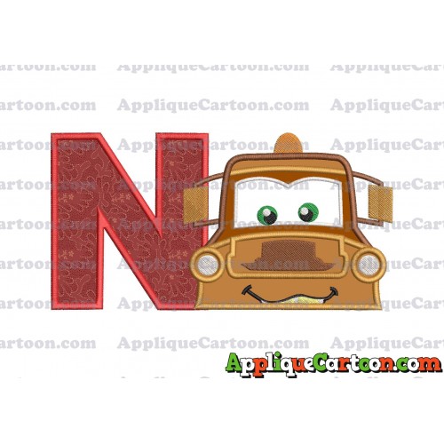 Tow Mater Applique 01 Embroidery Design With Alphabet N