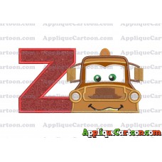 Tow Mater Applique 01 Embroidery Design With Alphabet Z