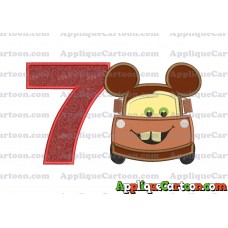 Tow Mater Ears Cars Disney Mickey Mouse Cars Applique Design Birthday Number 7