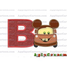Tow Mater Ears Cars Disney Mickey Mouse Cars Applique Design With Alphabet B