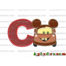 Tow Mater Ears Cars Disney Mickey Mouse Cars Applique Design With Alphabet C
