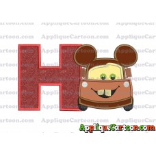 Tow Mater Ears Cars Disney Mickey Mouse Cars Applique Design With Alphabet H