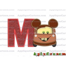 Tow Mater Ears Cars Disney Mickey Mouse Cars Applique Design With Alphabet M