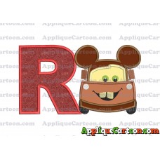 Tow Mater Ears Cars Disney Mickey Mouse Cars Applique Design With Alphabet R