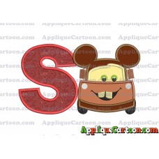 Tow Mater Ears Cars Disney Mickey Mouse Cars Applique Design With Alphabet S