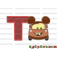 Tow Mater Ears Cars Disney Mickey Mouse Cars Applique Design With Alphabet T