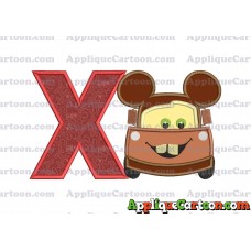 Tow Mater Ears Cars Disney Mickey Mouse Cars Applique Design With Alphabet X