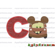 Tow Mater Ears Cars Disney Mickey Mouse Cars Fiiled Embroidery Design With Alphabet C