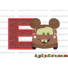 Tow Mater Ears Cars Disney Mickey Mouse Cars Fiiled Embroidery Design With Alphabet E
