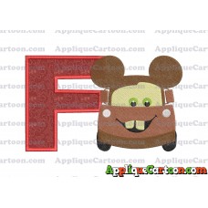 Tow Mater Ears Cars Disney Mickey Mouse Cars Fiiled Embroidery Design With Alphabet F