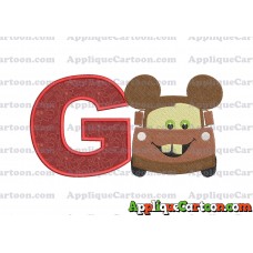 Tow Mater Ears Cars Disney Mickey Mouse Cars Fiiled Embroidery Design With Alphabet G