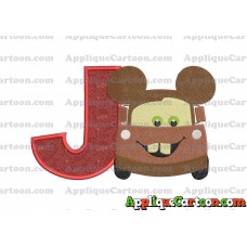 Tow Mater Ears Cars Disney Mickey Mouse Cars Fiiled Embroidery Design With Alphabet J