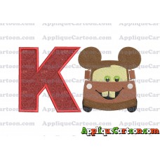 Tow Mater Ears Cars Disney Mickey Mouse Cars Fiiled Embroidery Design With Alphabet K