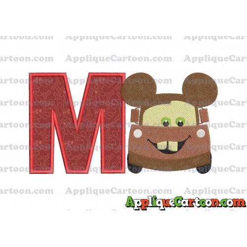 Tow Mater Ears Cars Disney Mickey Mouse Cars Fiiled Embroidery Design With Alphabet M