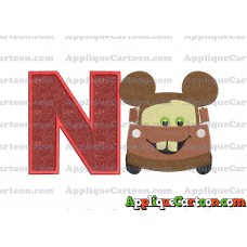 Tow Mater Ears Cars Disney Mickey Mouse Cars Fiiled Embroidery Design With Alphabet N