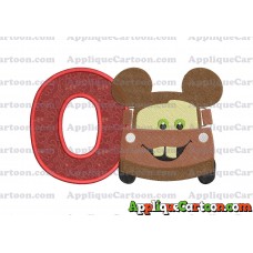 Tow Mater Ears Cars Disney Mickey Mouse Cars Fiiled Embroidery Design With Alphabet O