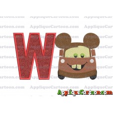 Tow Mater Ears Cars Disney Mickey Mouse Cars Fiiled Embroidery Design With Alphabet W