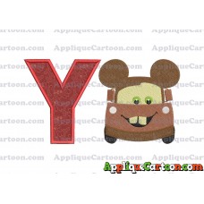 Tow Mater Ears Cars Disney Mickey Mouse Cars Fiiled Embroidery Design With Alphabet Y