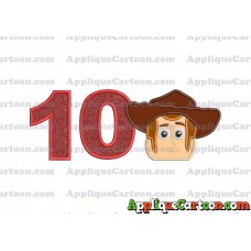 Toy Story Sheriff Woody Head Applique Embroidery Design Birthday Number 10