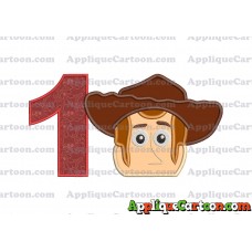 Toy Story Sheriff Woody Head Applique Embroidery Design Birthday Number 1