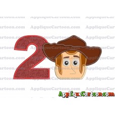 Toy Story Sheriff Woody Head Applique Embroidery Design Birthday Number 2