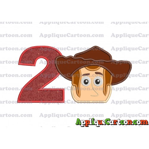 Toy Story Sheriff Woody Head Applique Embroidery Design Birthday Number 2