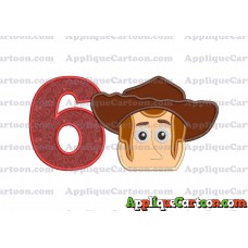 Toy Story Sheriff Woody Head Applique Embroidery Design Birthday Number 6