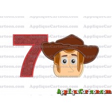 Toy Story Sheriff Woody Head Applique Embroidery Design Birthday Number 7