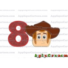 Toy Story Sheriff Woody Head Applique Embroidery Design Birthday Number 8