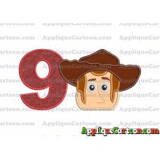 Toy Story Sheriff Woody Head Applique Embroidery Design Birthday Number 9