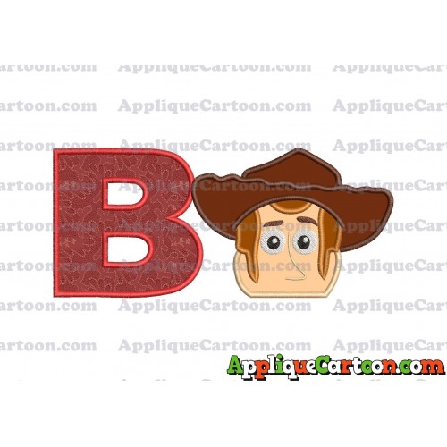 Toy Story Sheriff Woody Head Applique Embroidery Design With Alphabet B