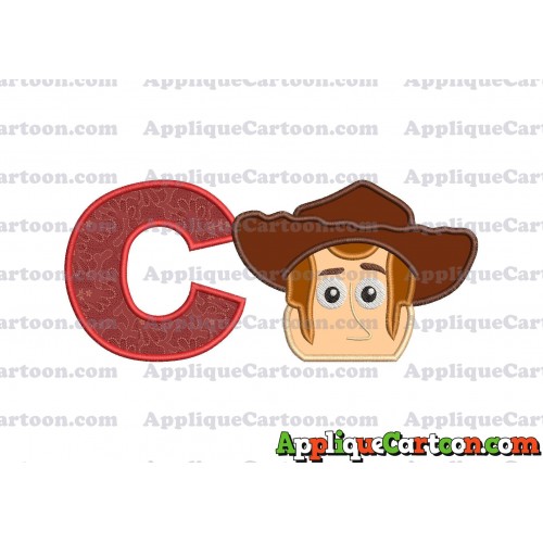 Toy Story Sheriff Woody Head Applique Embroidery Design With Alphabet C
