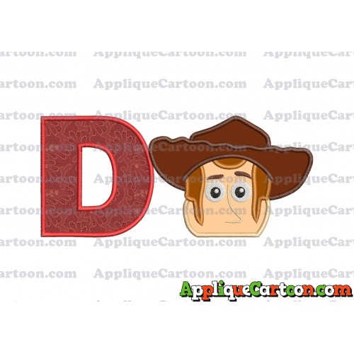 Toy Story Sheriff Woody Head Applique Embroidery Design With Alphabet D