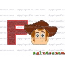 Toy Story Sheriff Woody Head Applique Embroidery Design With Alphabet F