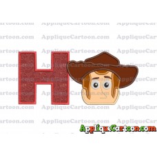 Toy Story Sheriff Woody Head Applique Embroidery Design With Alphabet H