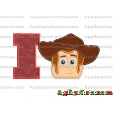 Toy Story Sheriff Woody Head Applique Embroidery Design With Alphabet I