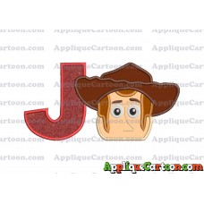 Toy Story Sheriff Woody Head Applique Embroidery Design With Alphabet J