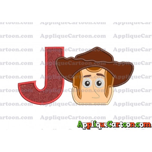 Toy Story Sheriff Woody Head Applique Embroidery Design With Alphabet J