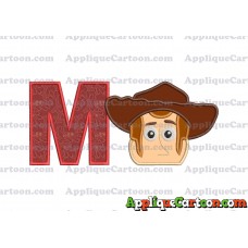 Toy Story Sheriff Woody Head Applique Embroidery Design With Alphabet M