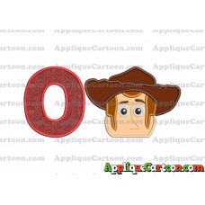 Toy Story Sheriff Woody Head Applique Embroidery Design With Alphabet O