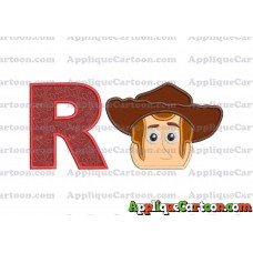 Toy Story Sheriff Woody Head Applique Embroidery Design With Alphabet R