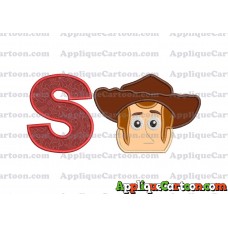 Toy Story Sheriff Woody Head Applique Embroidery Design With Alphabet S