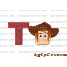 Toy Story Sheriff Woody Head Applique Embroidery Design With Alphabet T