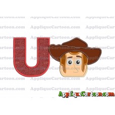 Toy Story Sheriff Woody Head Applique Embroidery Design With Alphabet U