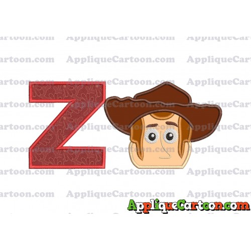 Toy Story Sheriff Woody Head Applique Embroidery Design With Alphabet Z