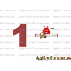 Tractor Tipping and Mater Applique Embroidery Design Birthday Number 1
