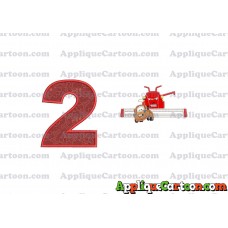 Tractor Tipping and Mater Applique Embroidery Design Birthday Number 2