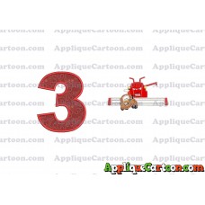 Tractor Tipping and Mater Applique Embroidery Design Birthday Number 3