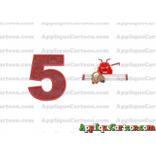 Tractor Tipping and Mater Applique Embroidery Design Birthday Number 5